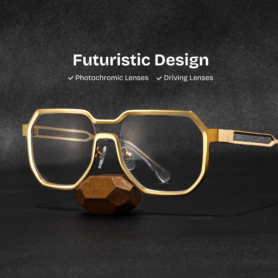 Men's Geometric Glasses in Metal Color0