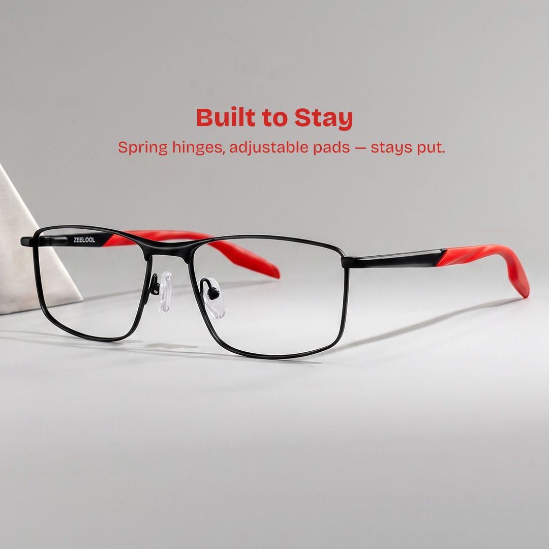 Scout Rectangle Black Frame Glasses for Men | ZEELOOL0
