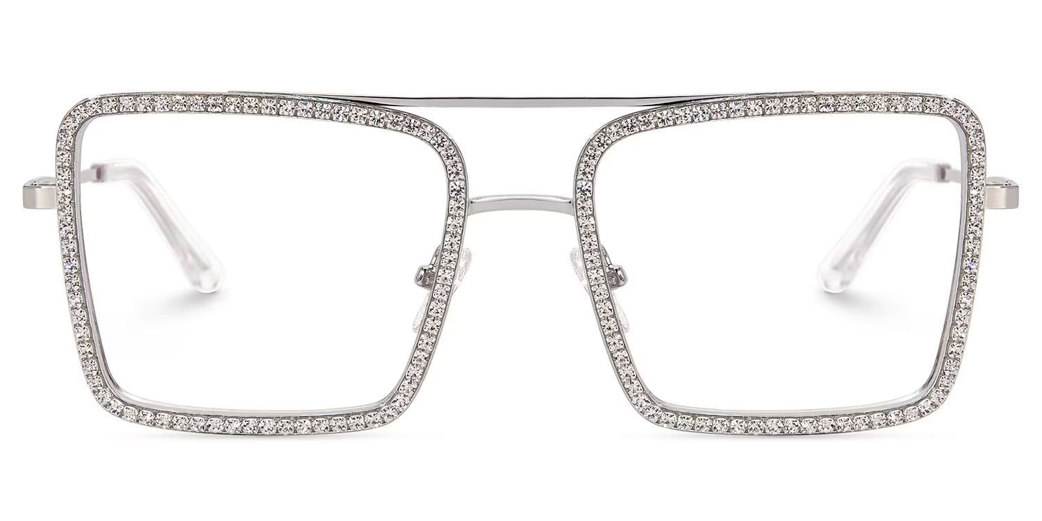 Diva Sparkle Glitter Glasses, Silver Eyeglass Frames1