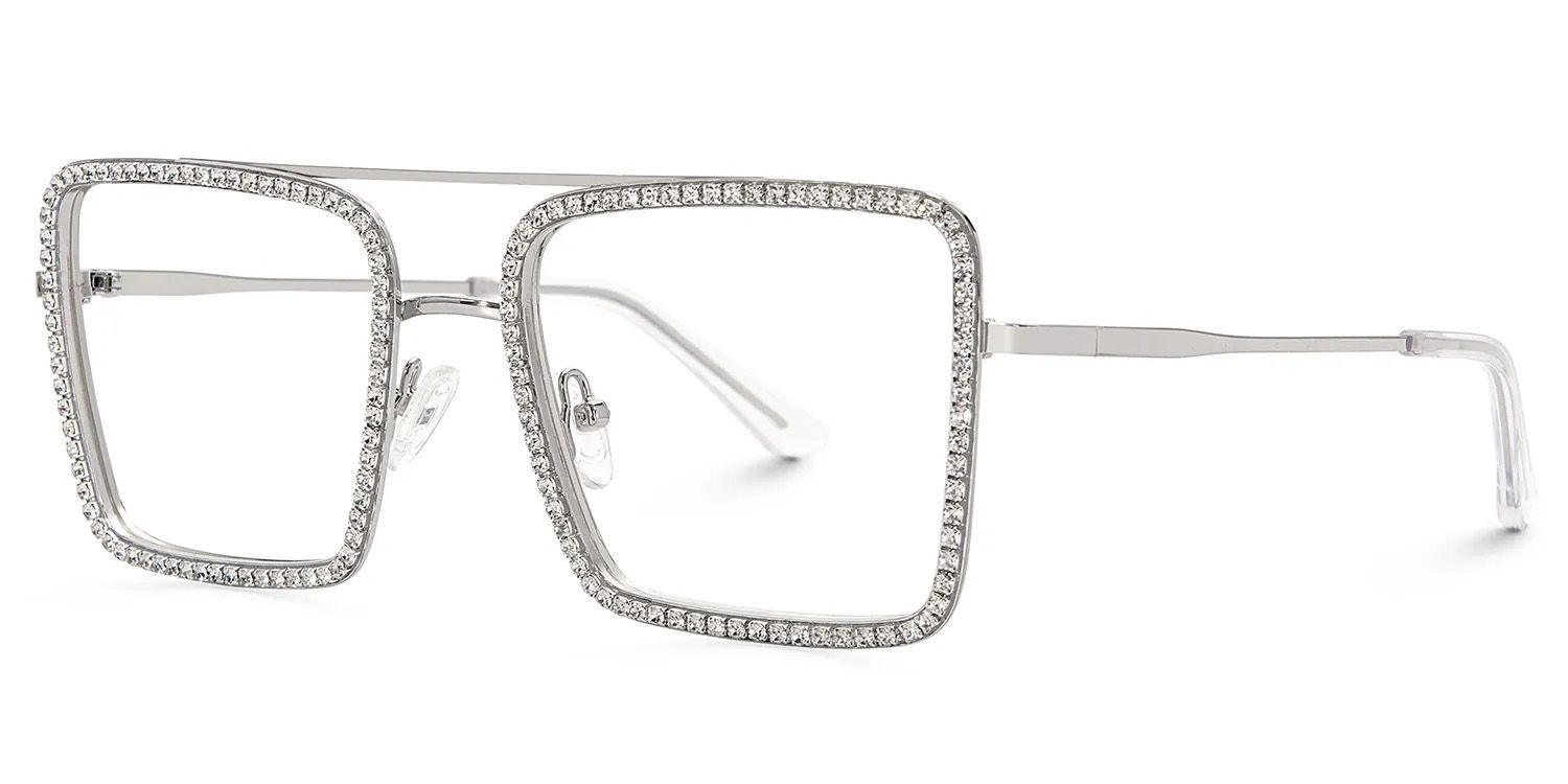 Diva Sparkle Glitter Glasses, Silver Eyeglass Frames2