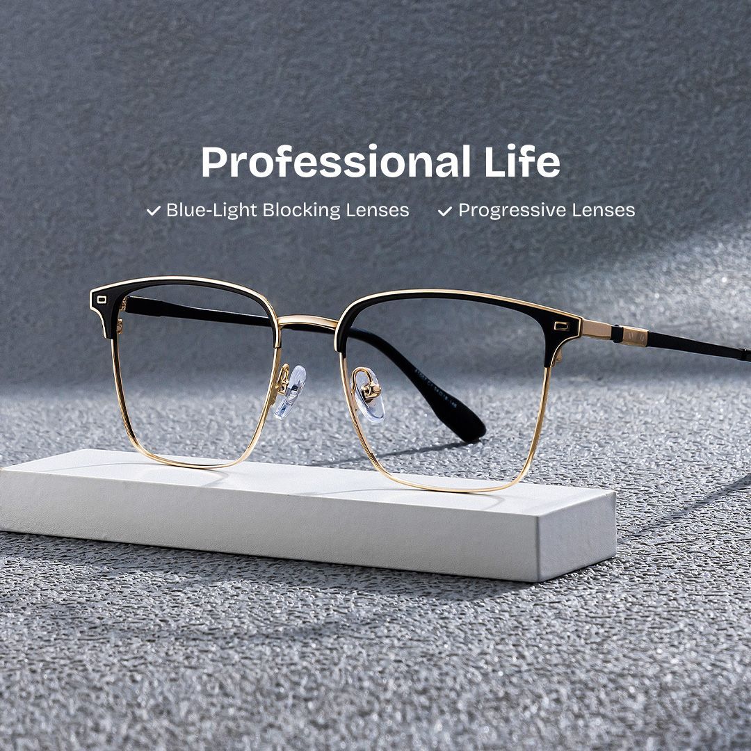 Dawson Black Rectangle Prescription Glasses | Zeelool0