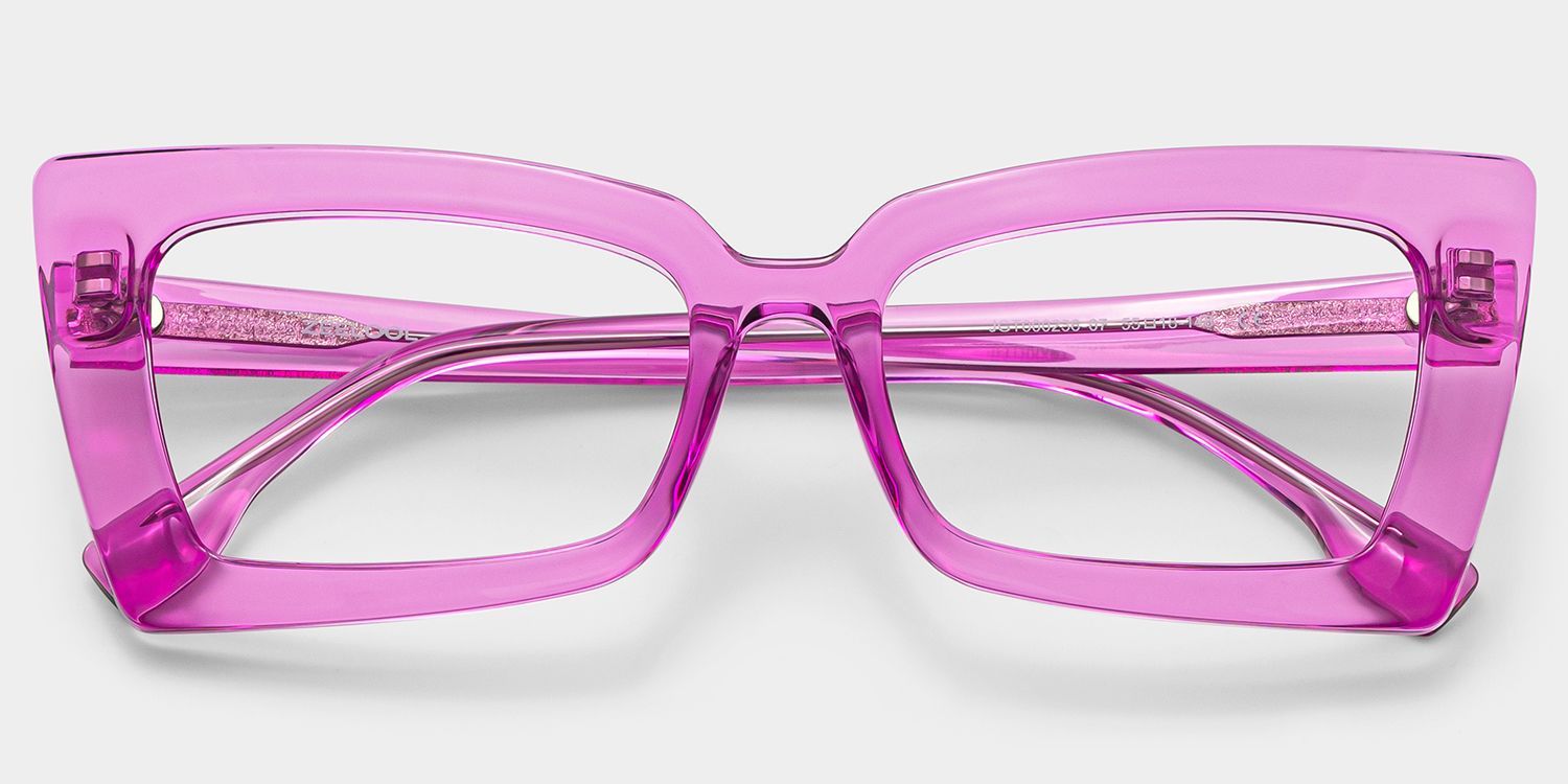 Newell Rectangle Clear Pink Frame Eyeglasses for Women | ZEELOOL1