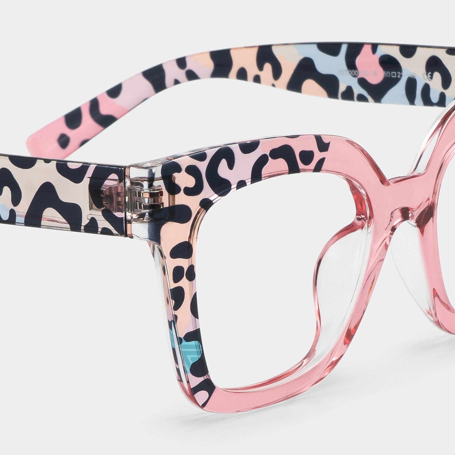Malcolm Pink Leopard Print Square Frame Glasses for Women5