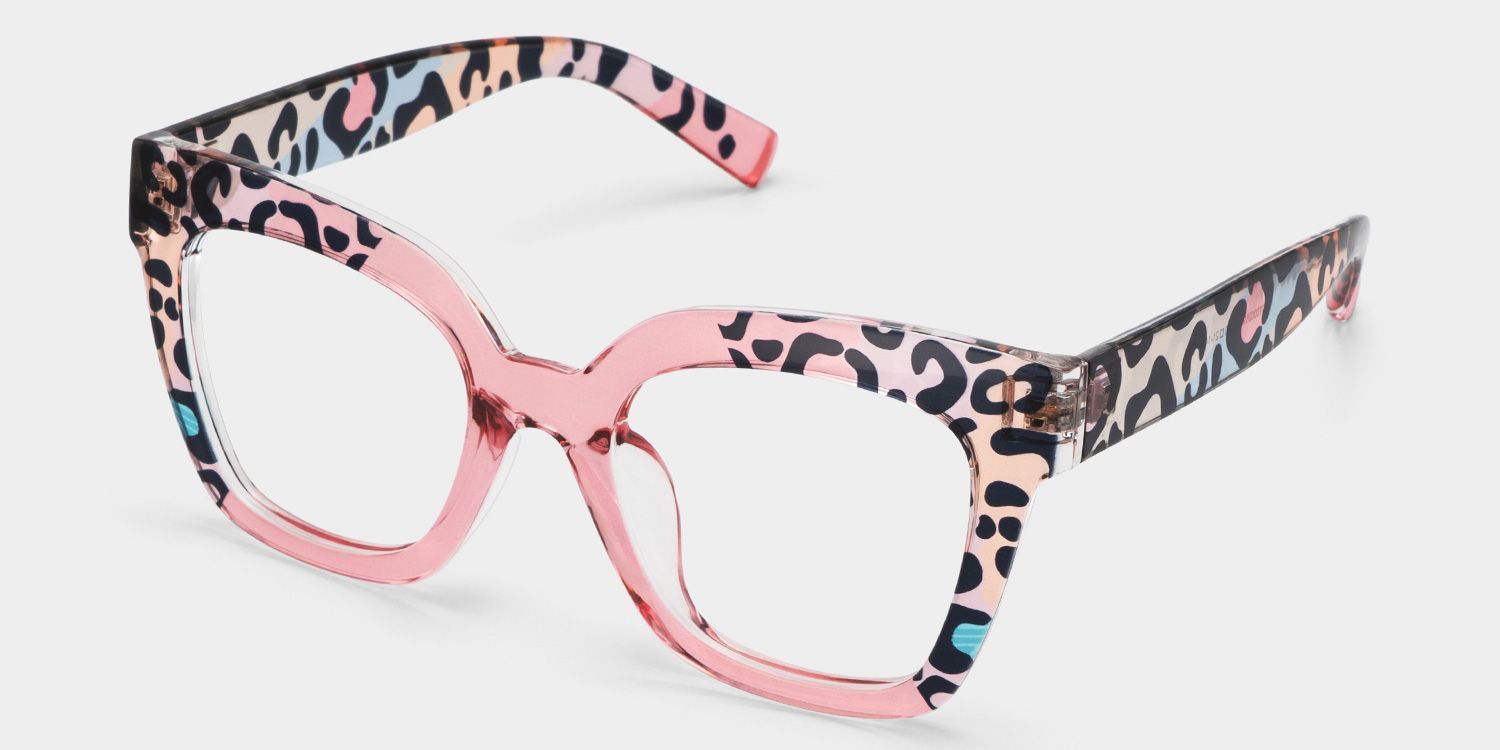 Malcolm Pink Leopard Print Square Frame Glasses for Women3