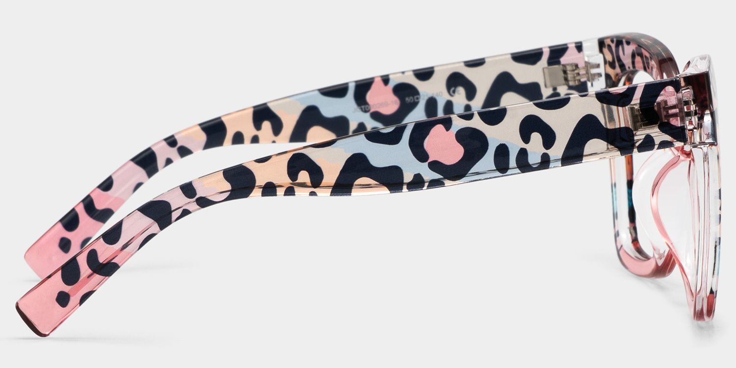 Malcolm Pink Leopard Print Square Frame Glasses for Women4