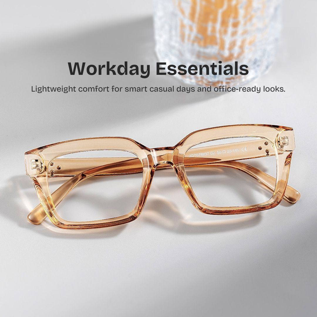 Grover Rectangle Eyeglasses and Beige Color Frames | ZEELOOL