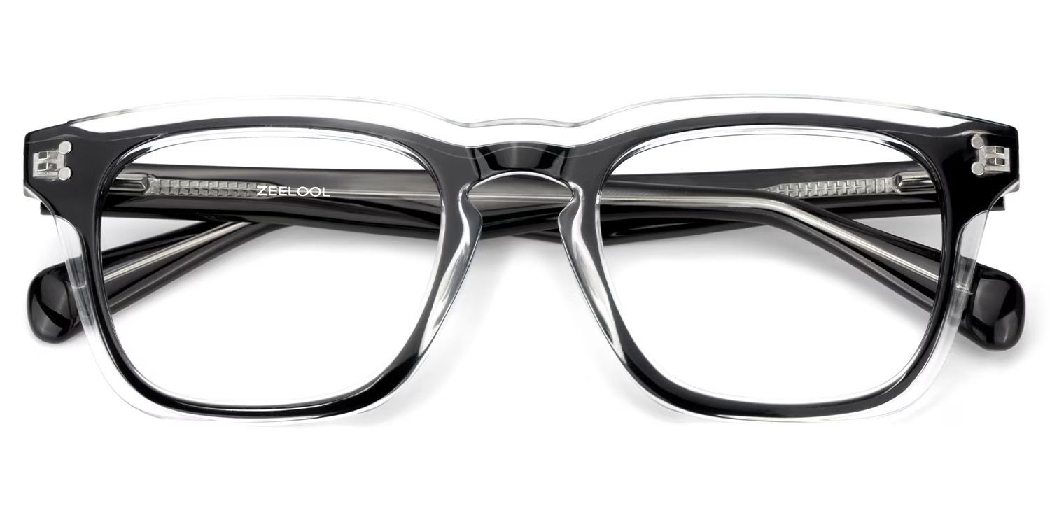 Tr90 Eyeglasses Frames With Rectangle Shape and Black Clear Color2