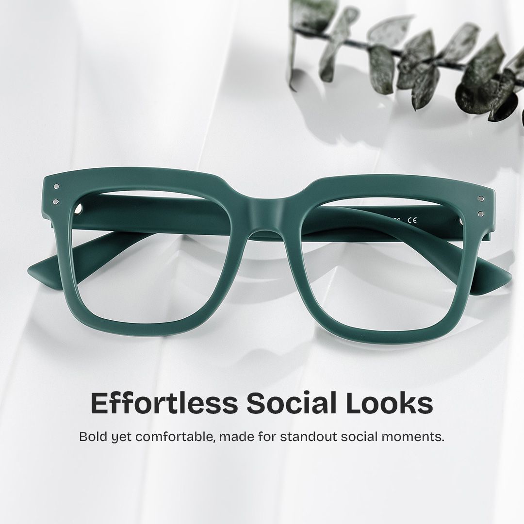 Liizbeett Square Eyeglasses with Dark Green Frames | ZEELOOL0
