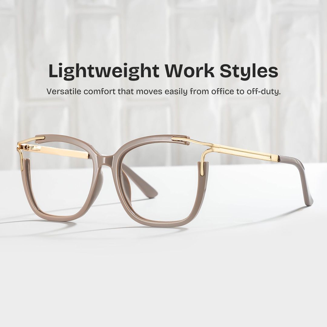 シータモルネク Sidibe Khaki Square Khaki TR90 Frame Glasses | ZEELOOL