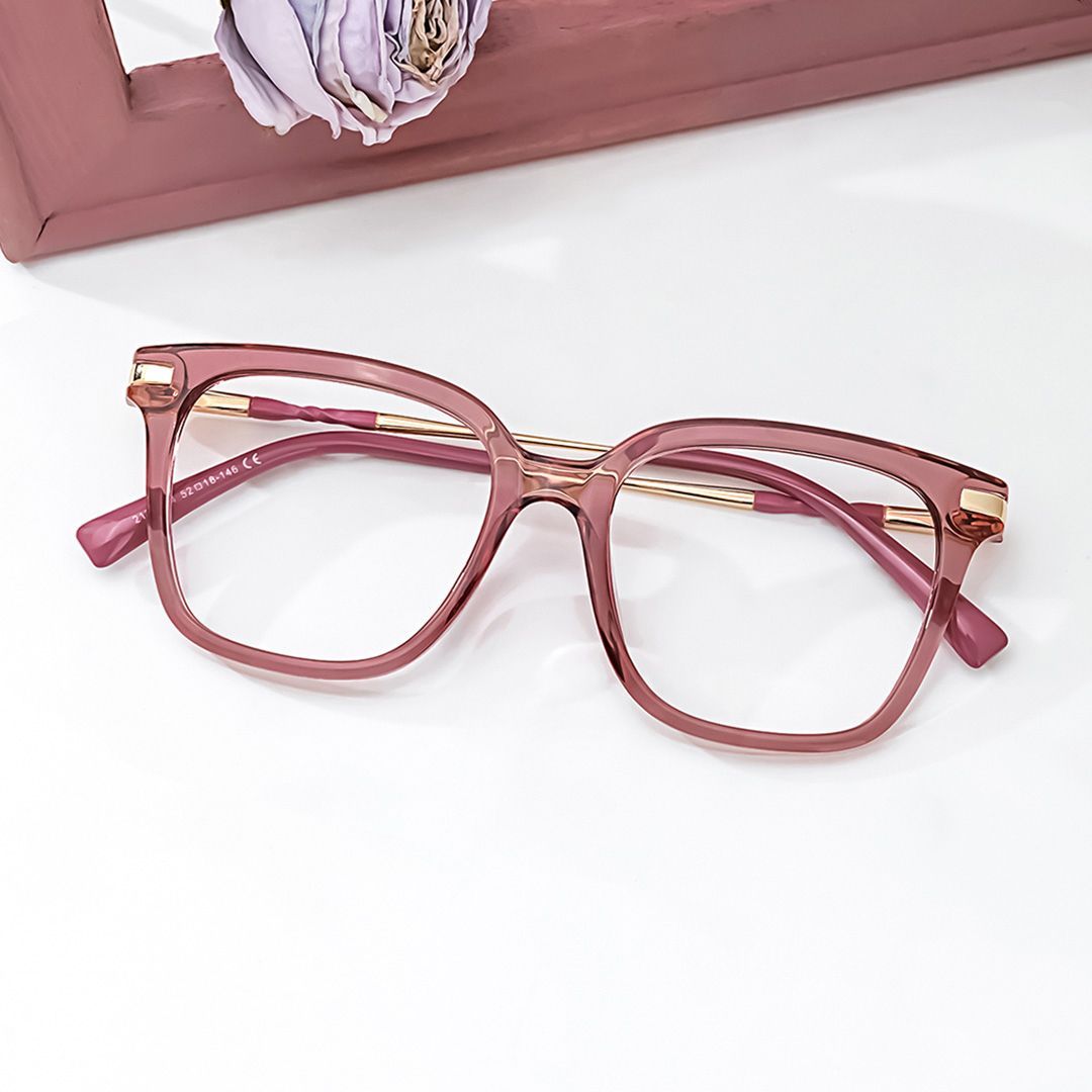 Jacqui Square Pink Frames Glasses for Women | ZEELOOL0