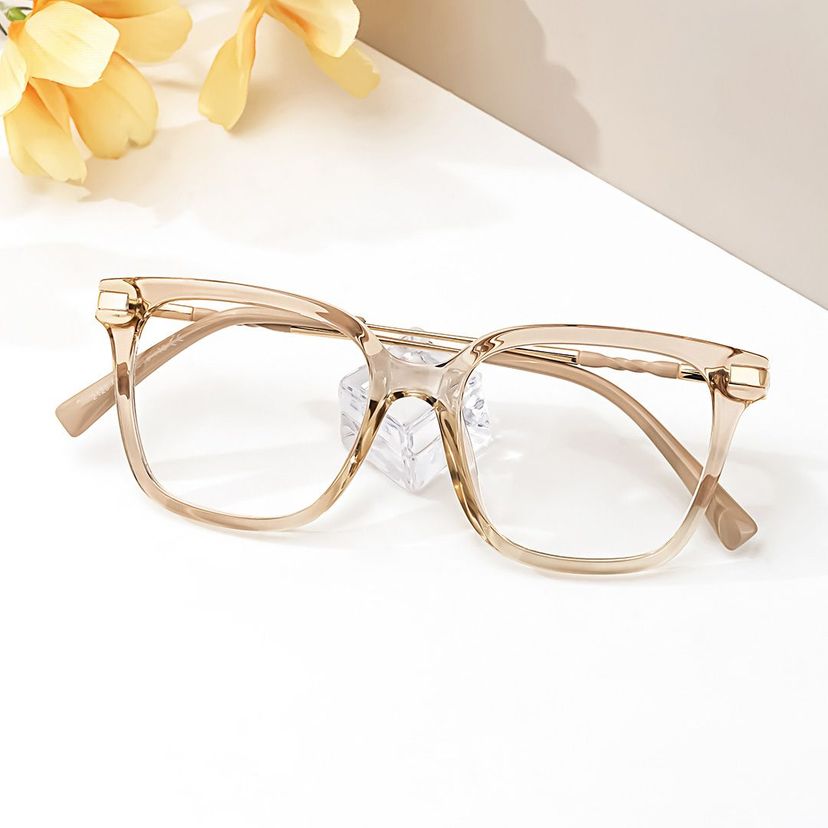 Jacqui Beige Rectangle Glasses