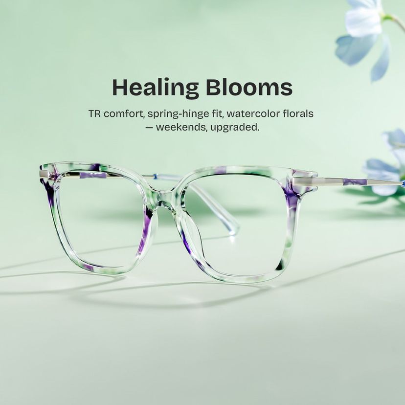 Jacqui Floral Square Glasses