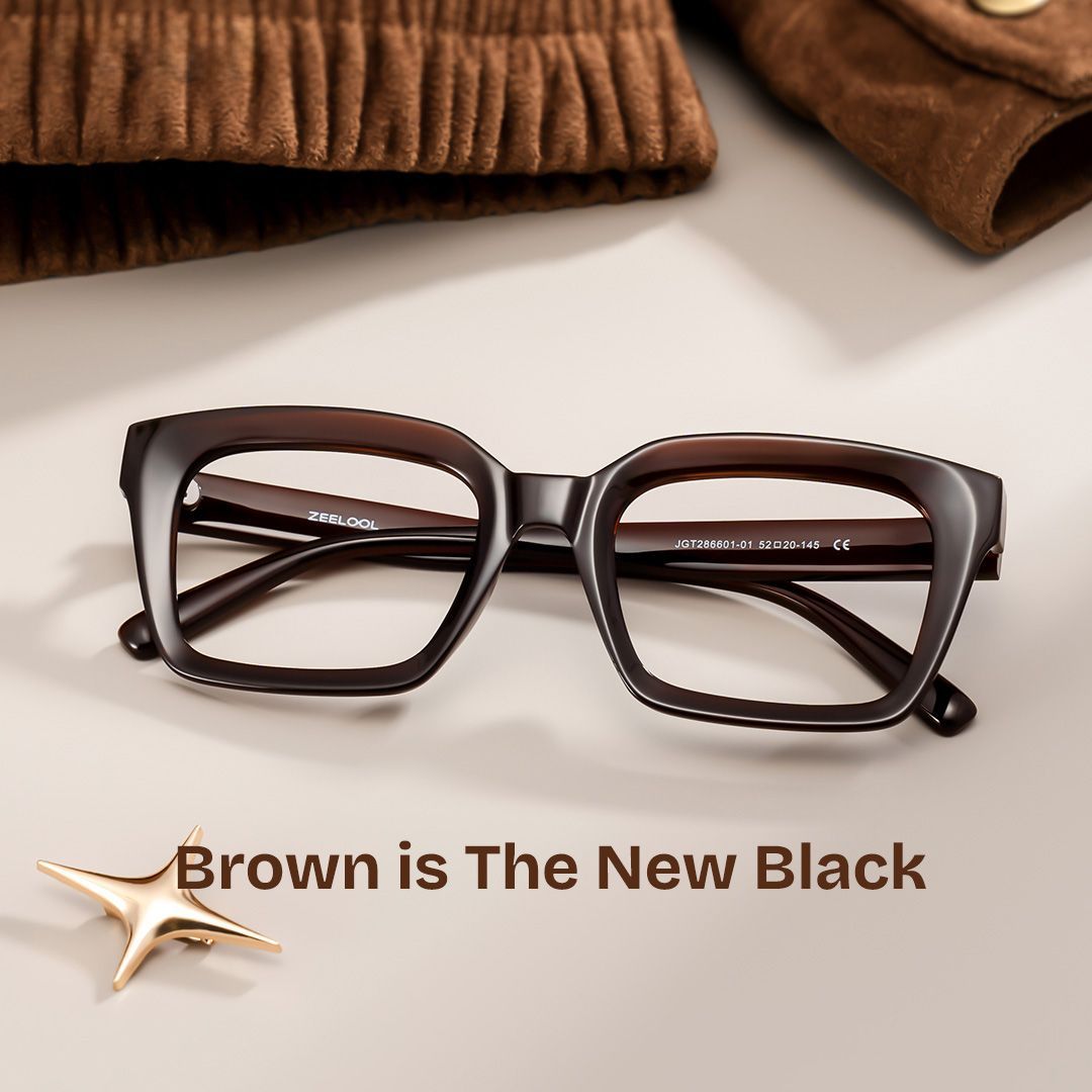 Marley Sepia Glasses / Dark Brown Rectangle Glasses | ZEELOOL
