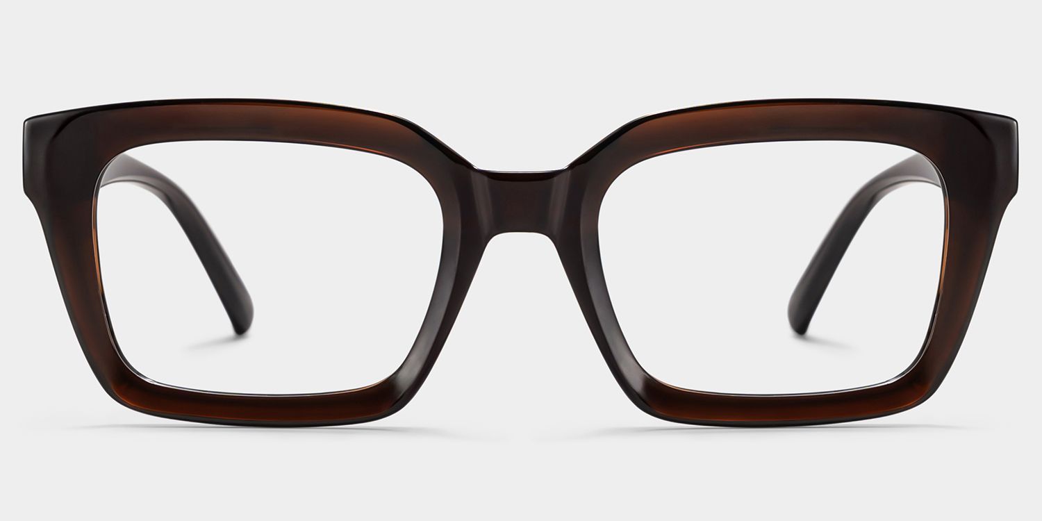 Marley Sepia Glasses / Dark Brown Rectangle Glasses | ZEELOOL
