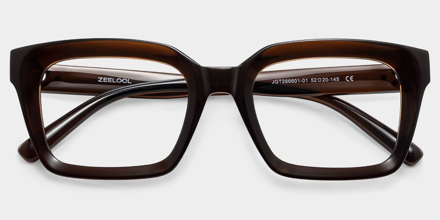 Marley Sepia Glasses / Dark Brown Rectangle Glasses | ZEELOOL2
