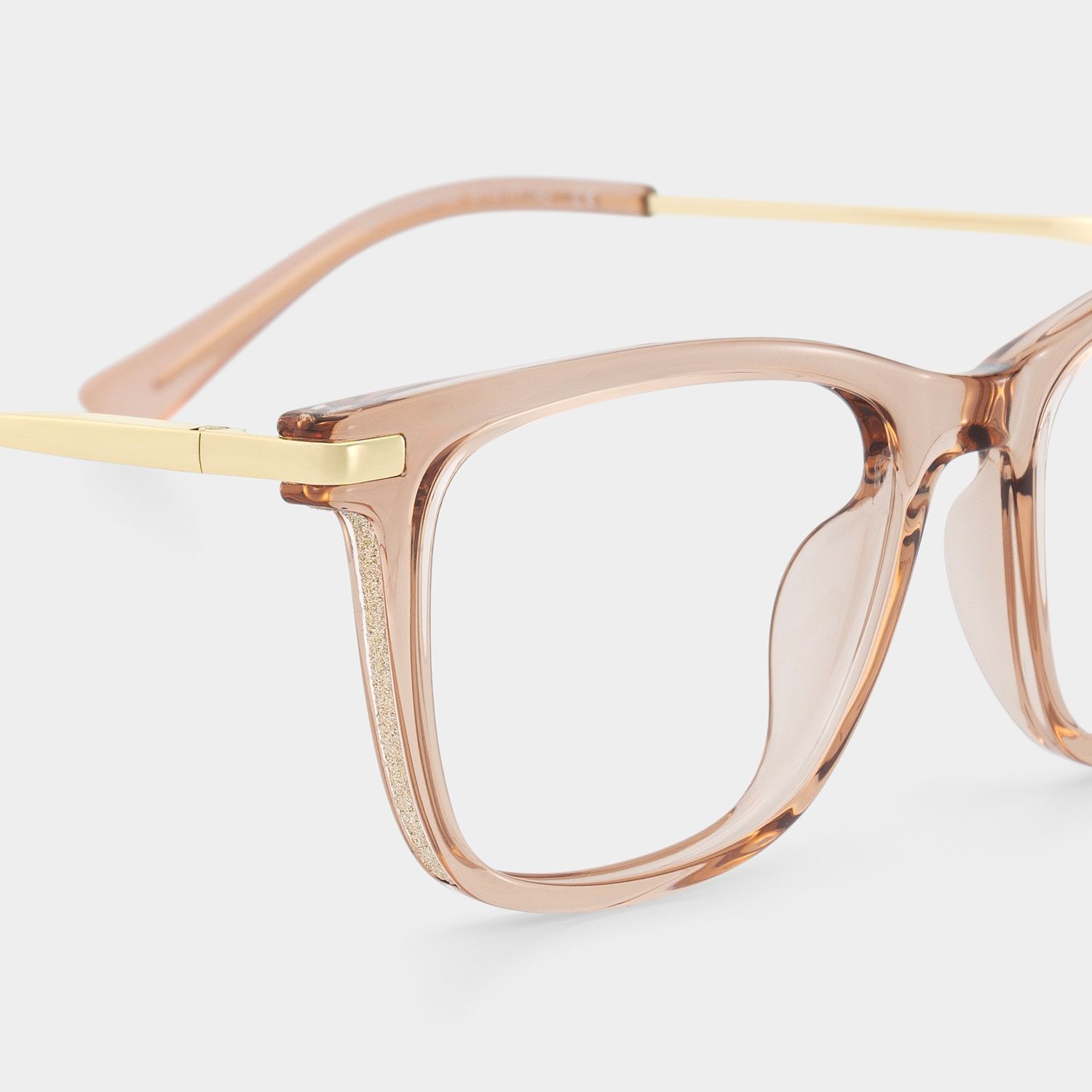 Selena Transparent Beige Rectangle Sparkling Frame Glasses | ZEELOOL5
