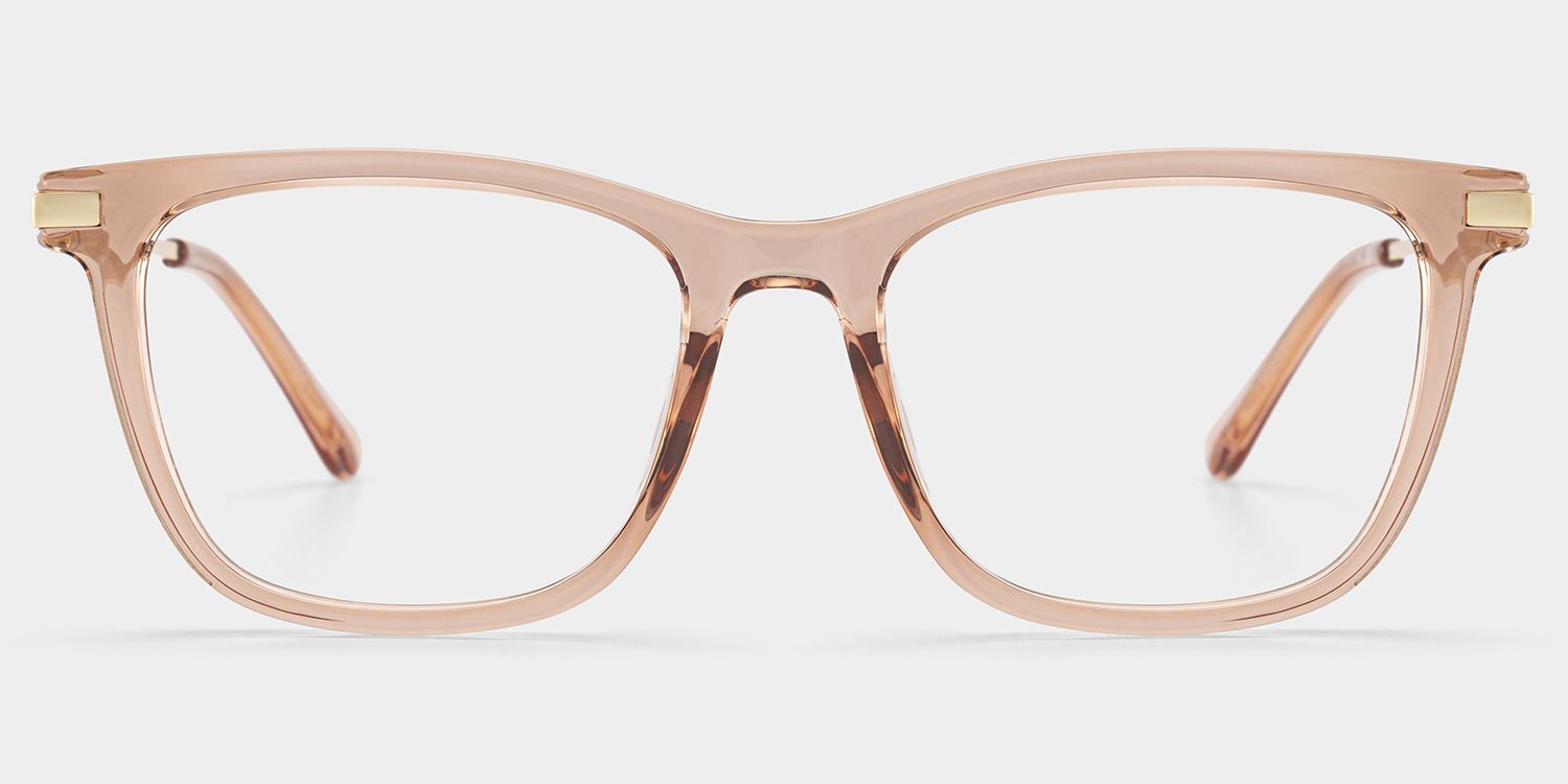 Selena Transparent Beige Rectangle Sparkling Frame Glasses | ZEELOOL1