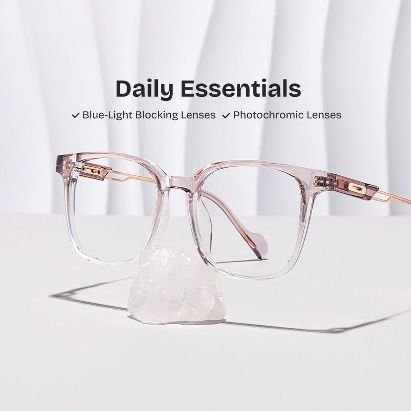 Chloe Square Pink Clear Glasses
