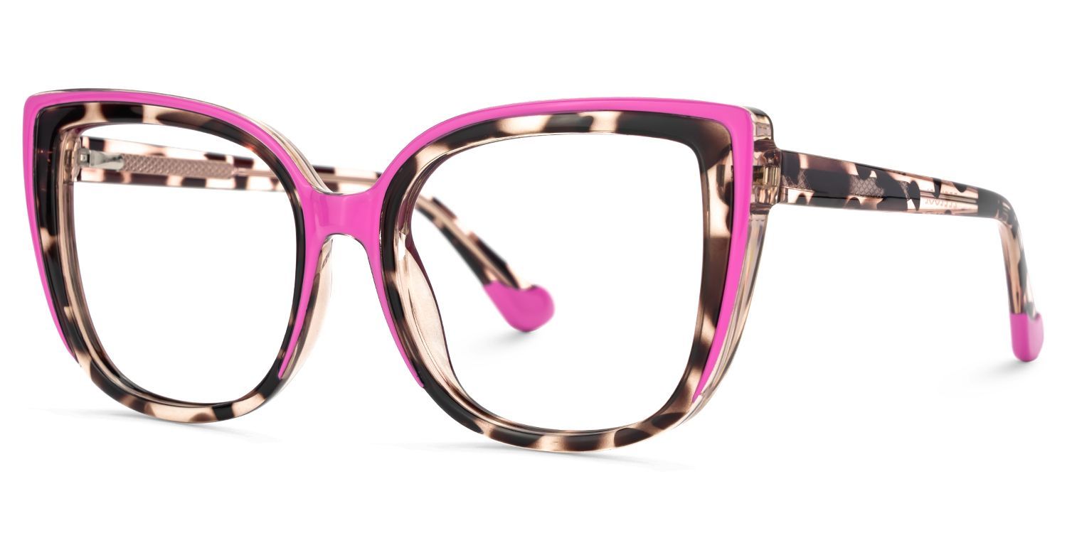 Large Cat Eye Glasses with Pink and Tortoise Frame2