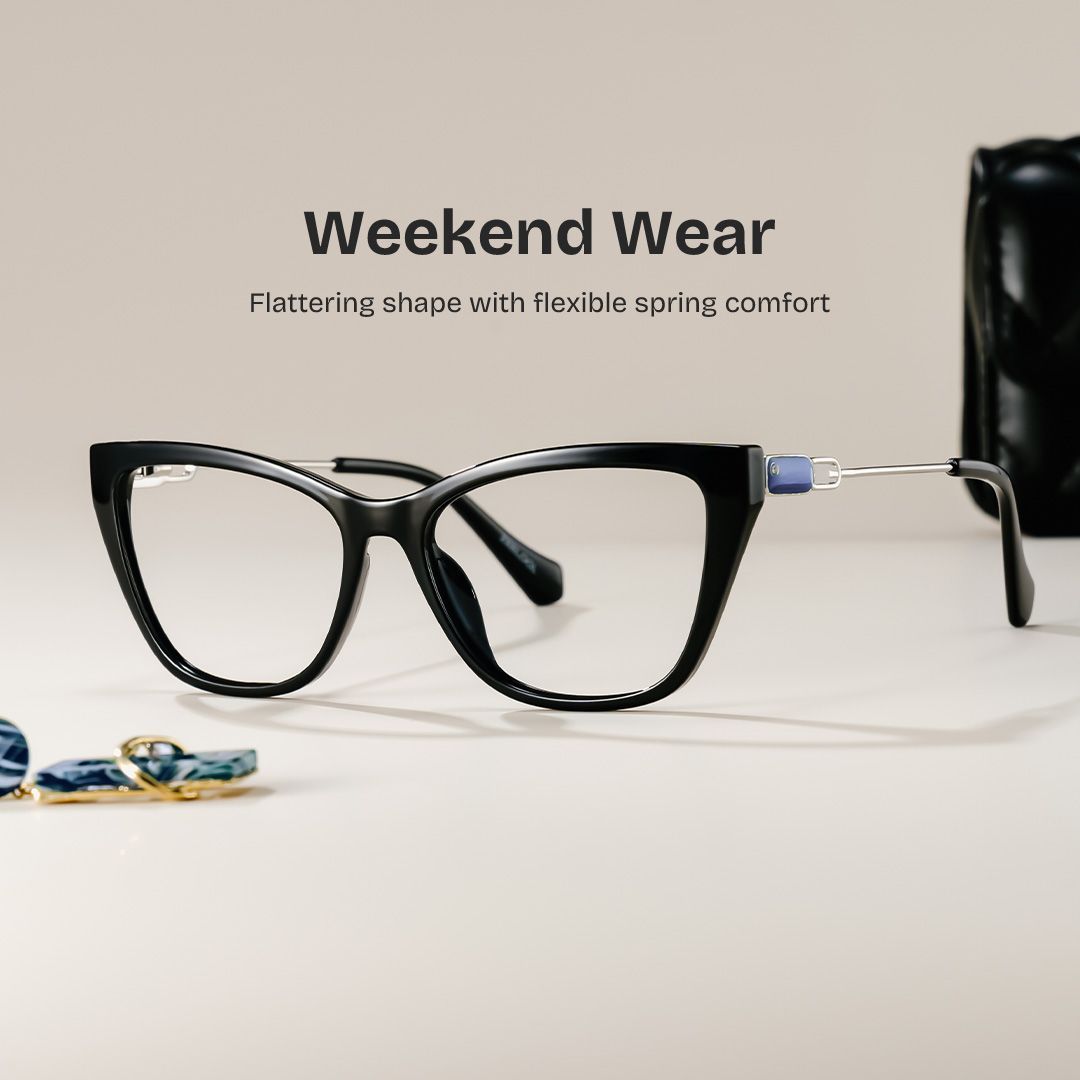 Celeste Black Cat Eye Glasses Frames | ZEELOOL0