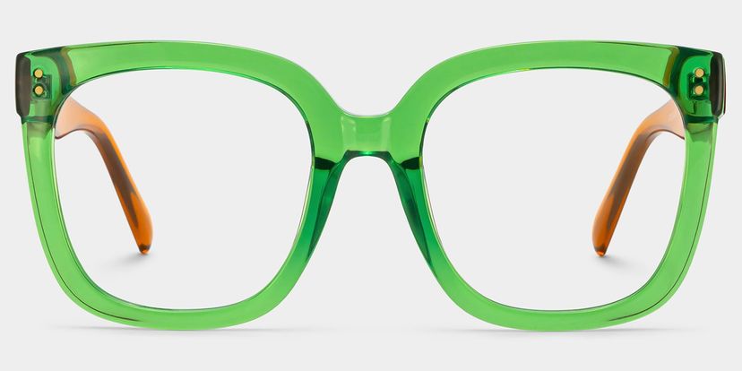 Ebony Square Green Glasses
