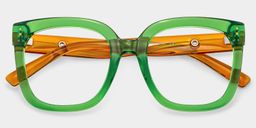 Ebony Square Green Glasses1