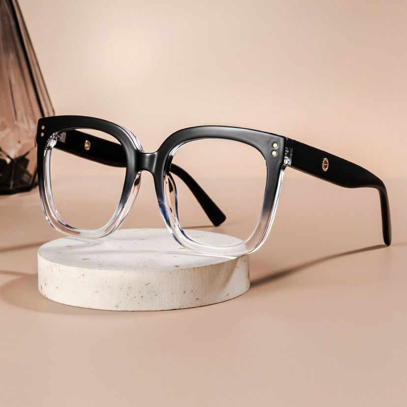 Ebony Black Clear Square Glasses