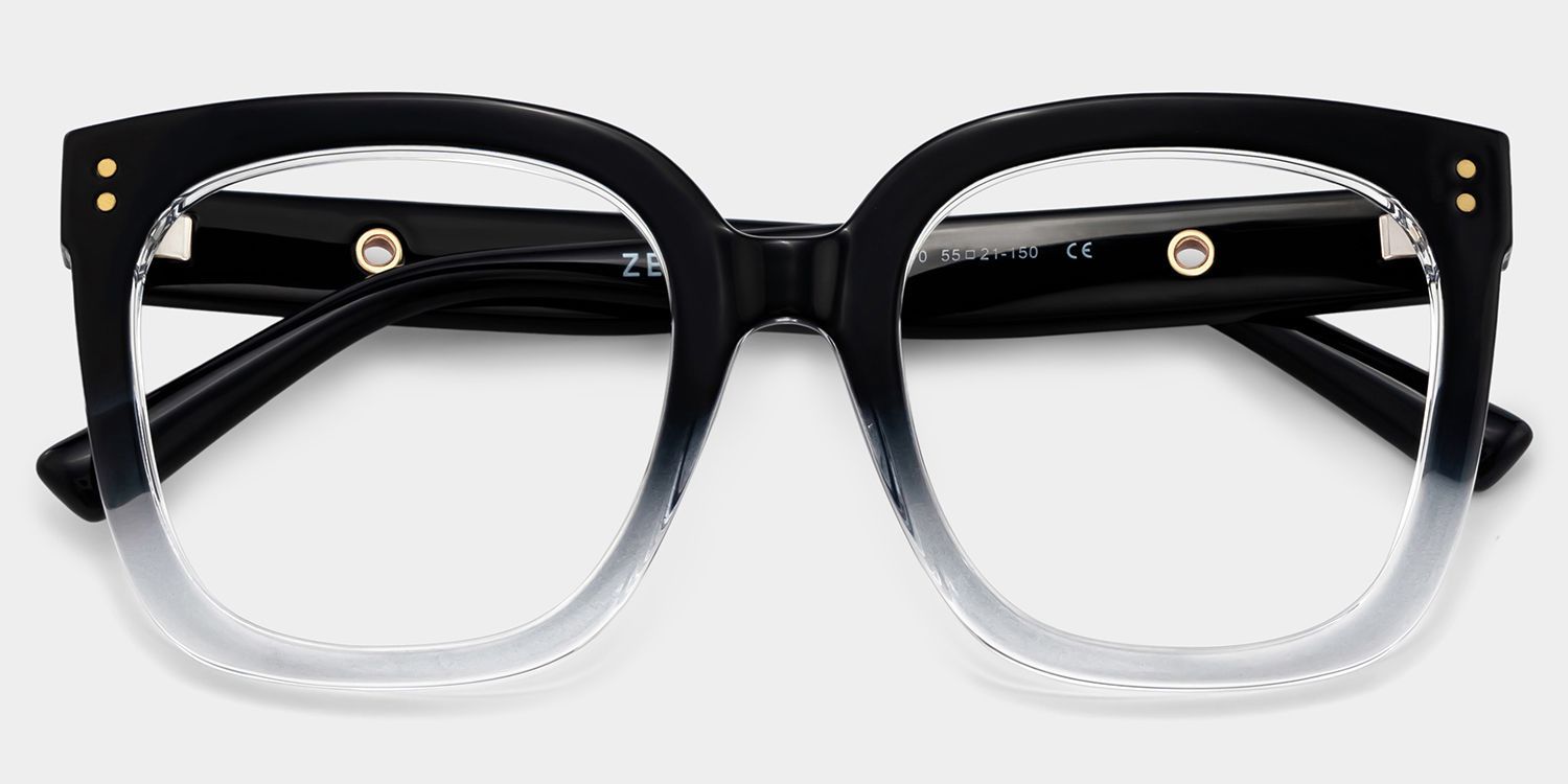 Ebony Square Black and Clear Frame Glasses | ZEELOOL2