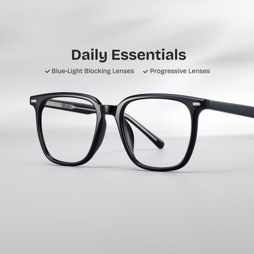 Eliza Square Black Glasses