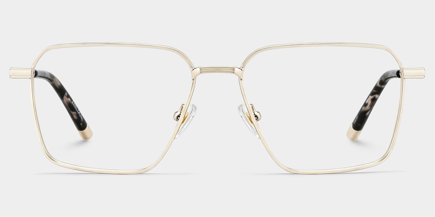 Ashley Gold Square Eyeglass Frames for Men | ZEELOOL1