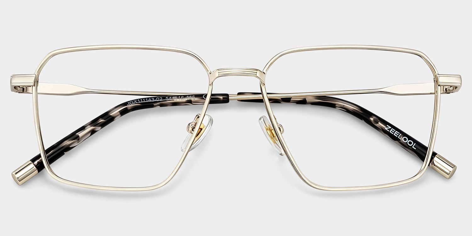 Ashley Gold Square Eyeglass Frames for Men | ZEELOOL2