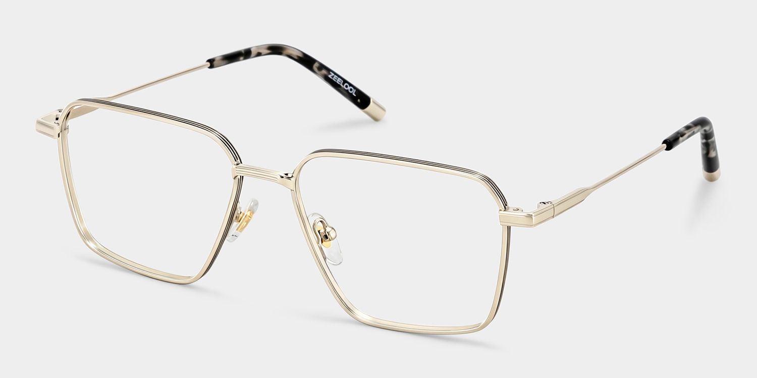 Ashley Gold Square Eyeglass Frames for Men | ZEELOOL3