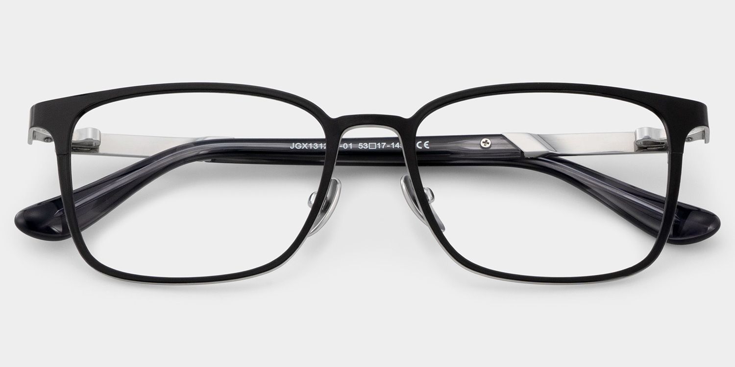 Aubrey Black Rectangle Frame Glasses for Men | ZEELOOL2