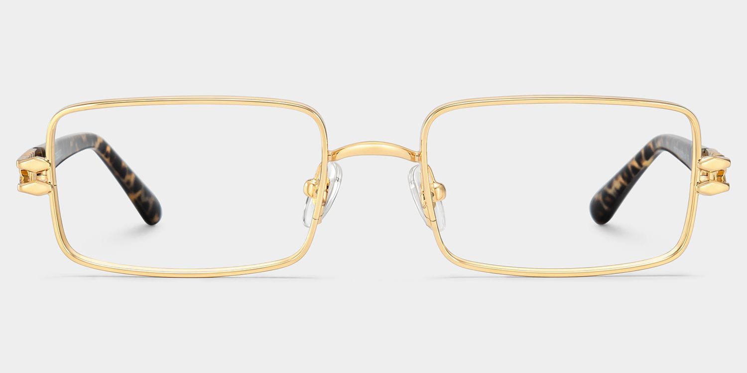 Olivia Gold Rectangle Glasses | ZEELOOL1