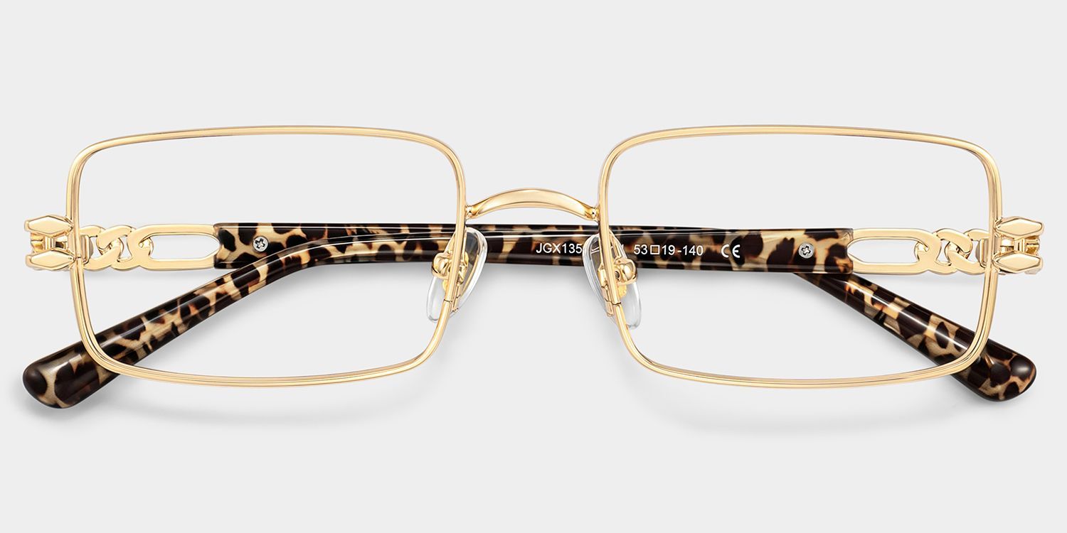 Olivia Gold Rectangle Glasses | ZEELOOL2