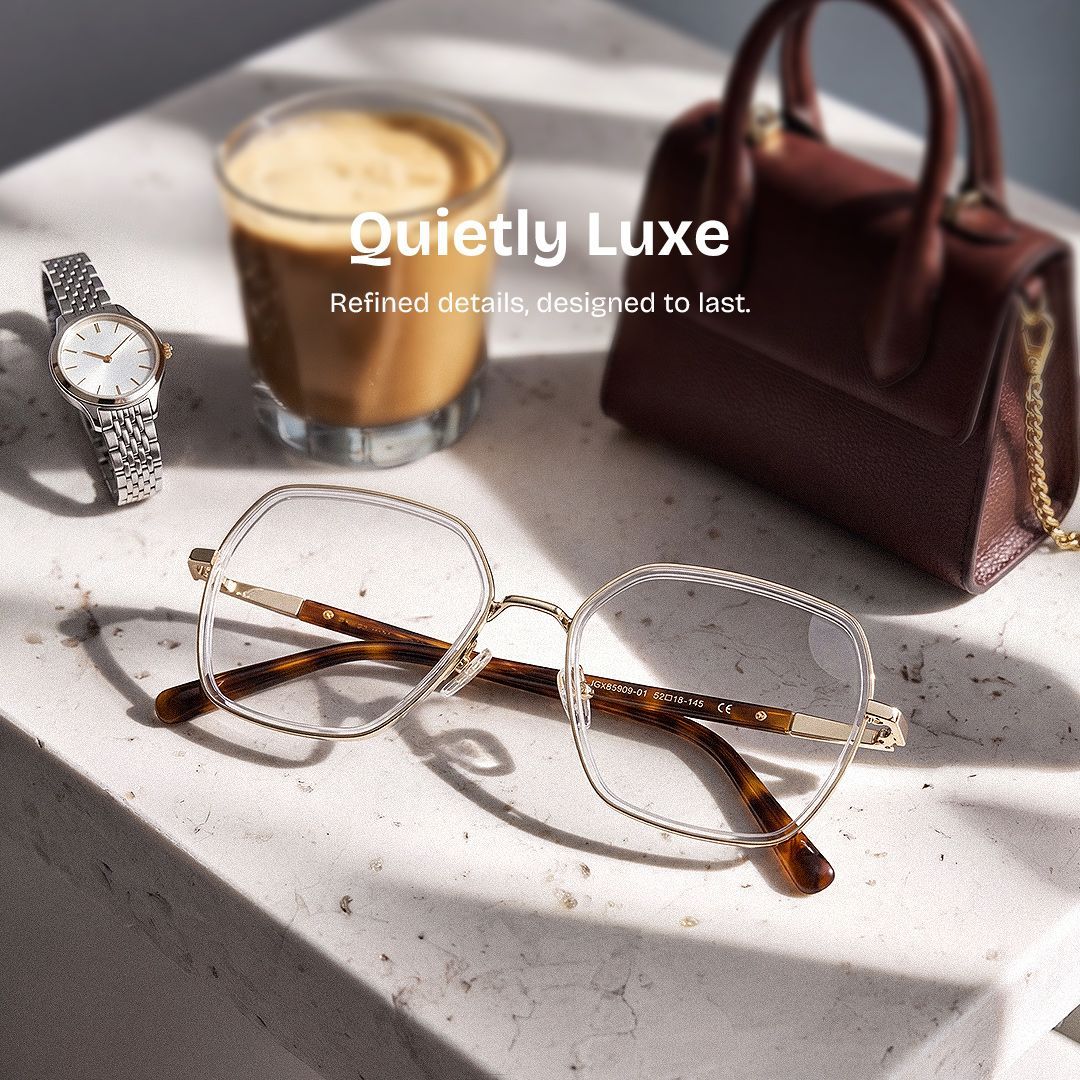 Sophie Clear Geometric Mixed Frame Glasses for Women | ZEELOOL0