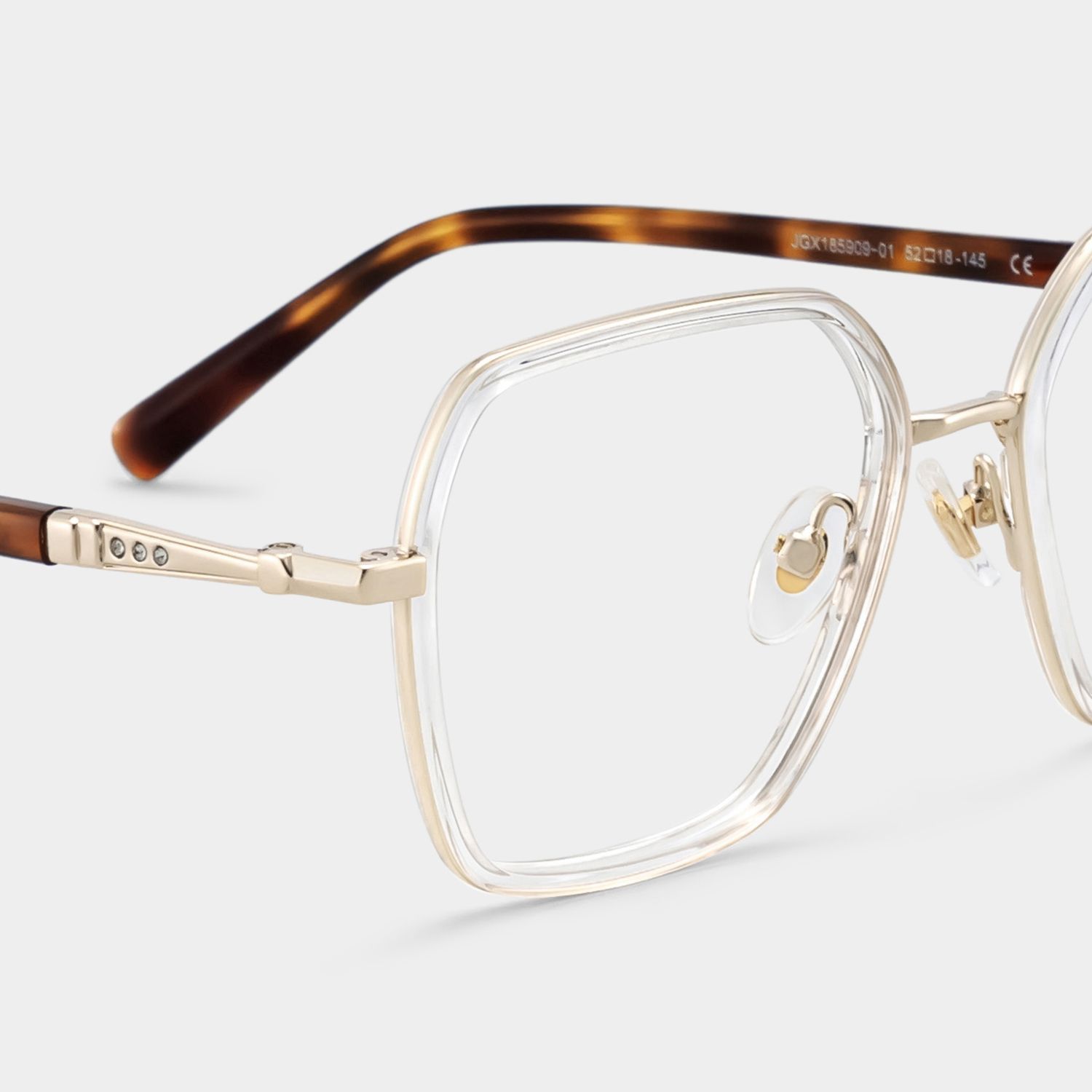 Sophie Clear Geometric Mixed Frame Glasses for Women | ZEELOOL4