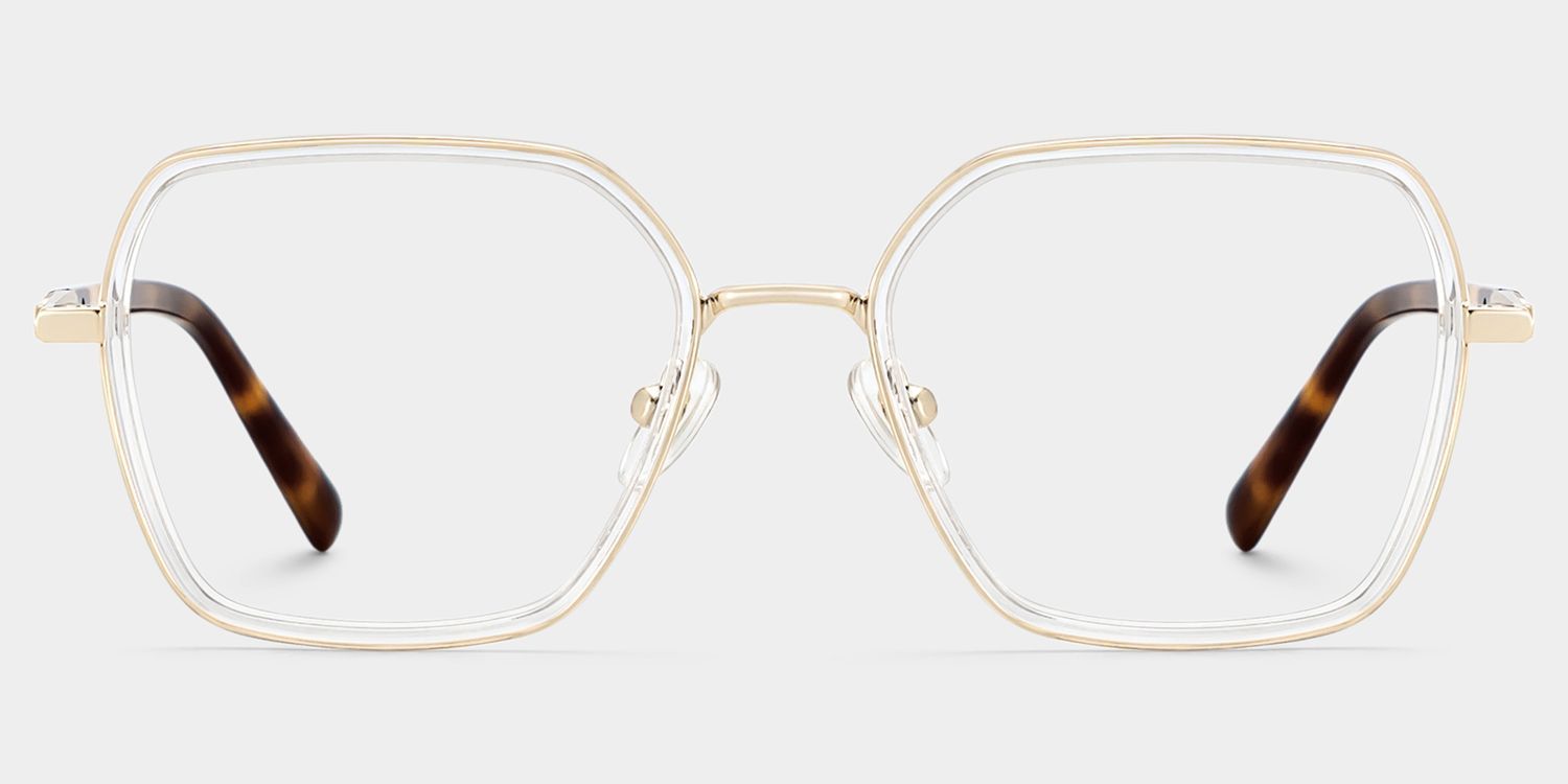 Sophie Clear Geometric Mixed Frame Glasses for Women | ZEELOOL0