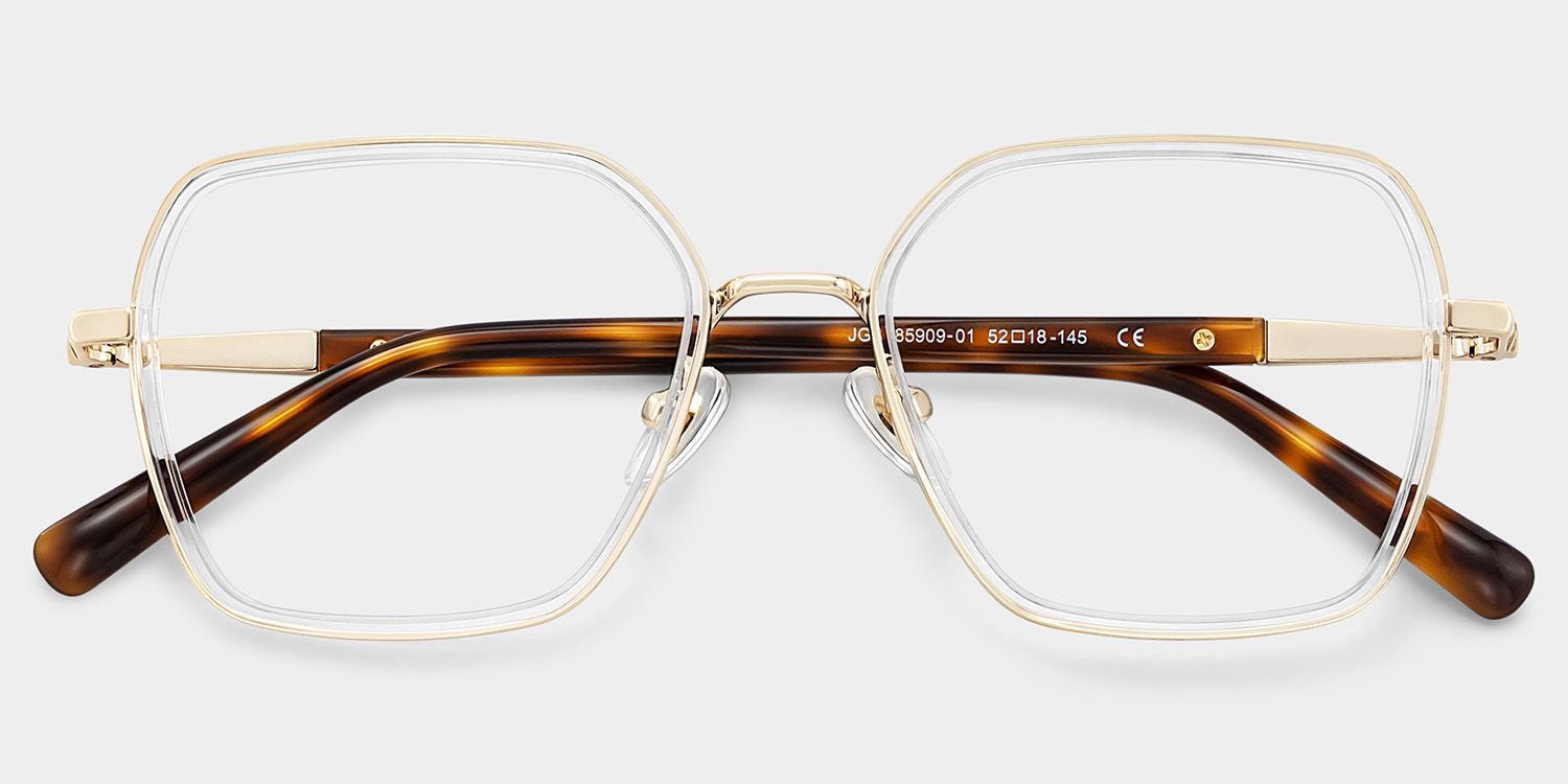 Sophie Clear Geometric Mixed Frame Glasses for Women | ZEELOOL1