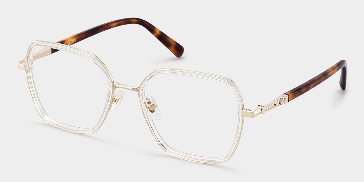 Sophie Clear Geometric Mixed Frame Glasses for Women | ZEELOOL2