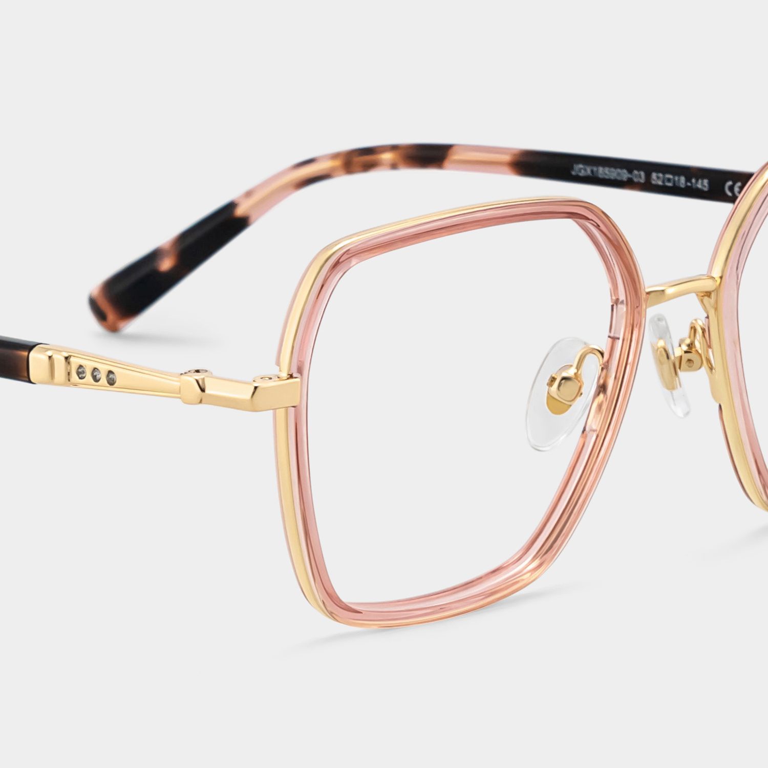 Sophie Pink Geometric Mixed Frame Glasses for Women | ZEELOOL4