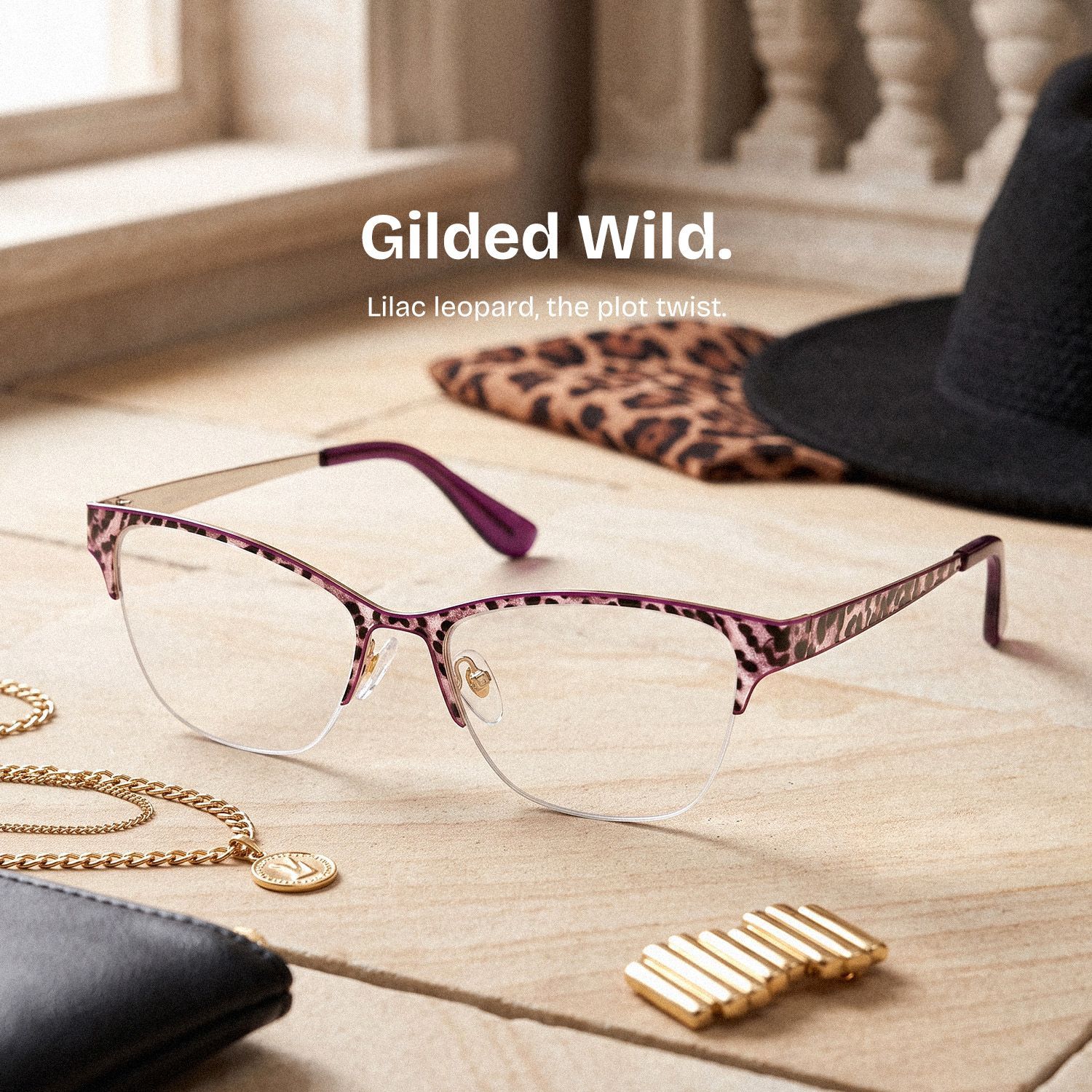 Dorian Purple Leopard Print Cat-Eye Glasses | ZEELOOL0