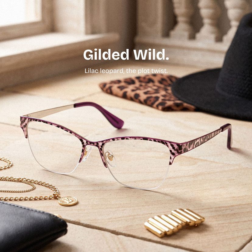 Dorian Purple Leopard print Cat eye Glasses