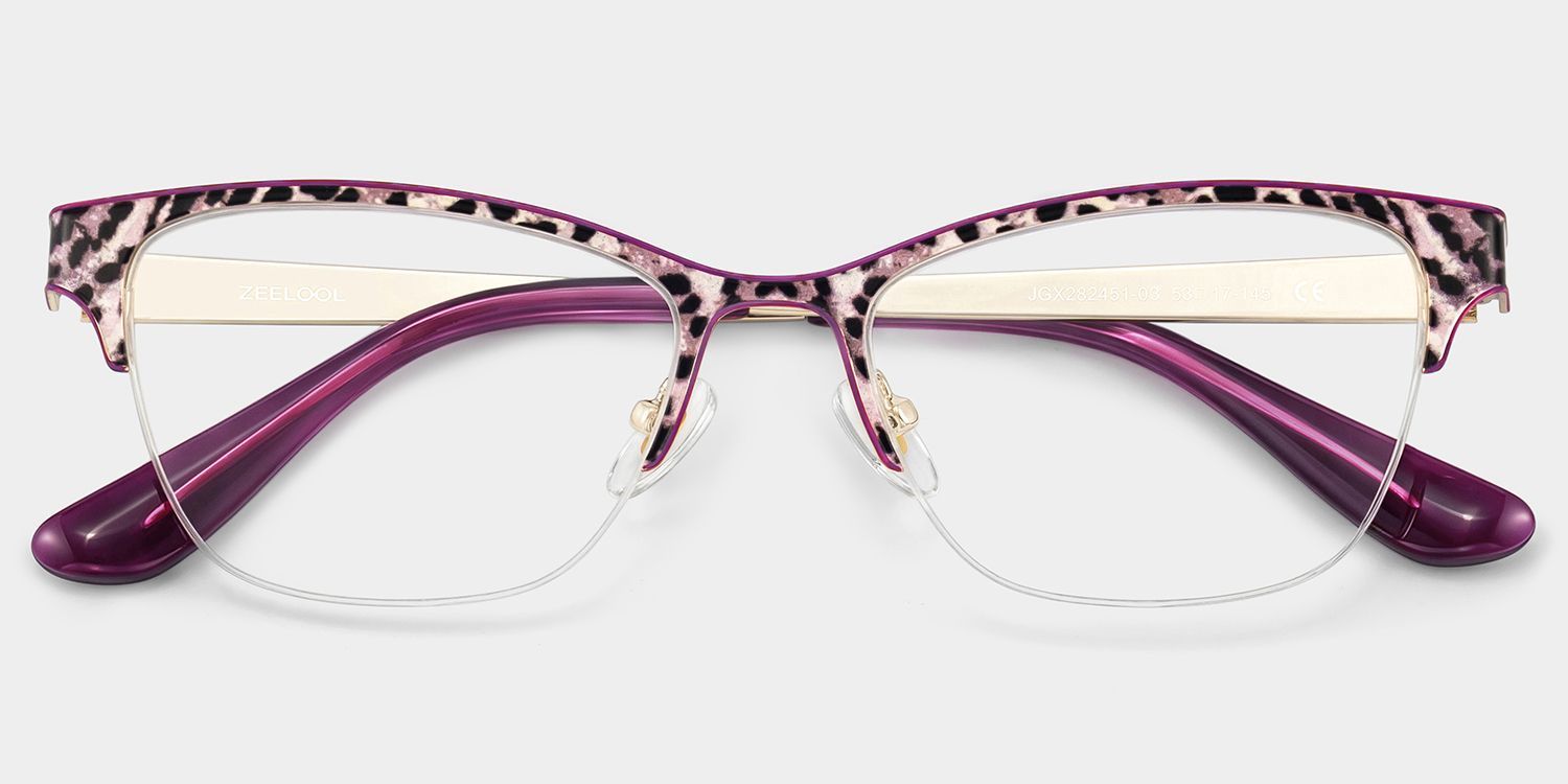 Dorian Purple Leopard Print Cat-Eye Glasses | ZEELOOL2