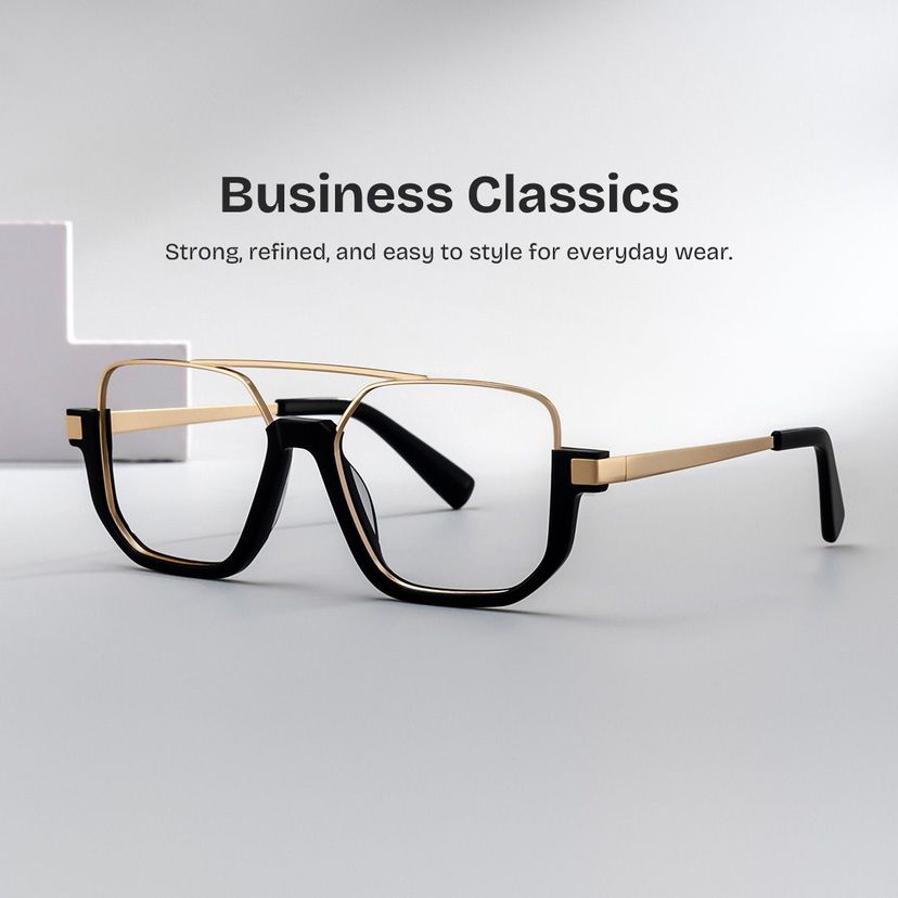 Oromiya Aviator Black Gold Glasses