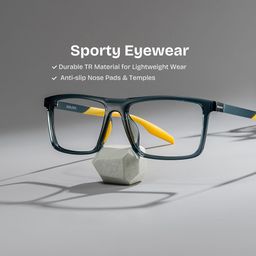 Active Blue Yellow Rectangle Glasses0