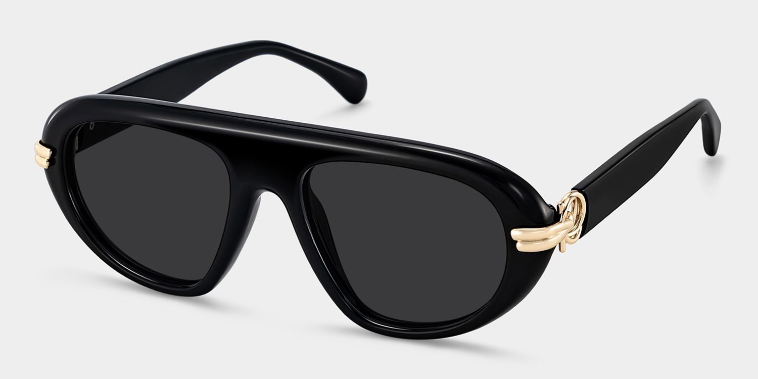 Buy Aveline Black Aviator Thin Frame Glasses Online | ZEELOOL2