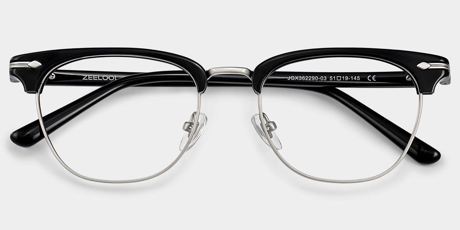 Capri Browline Black Frames Glasses for Men | ZEELOOL1