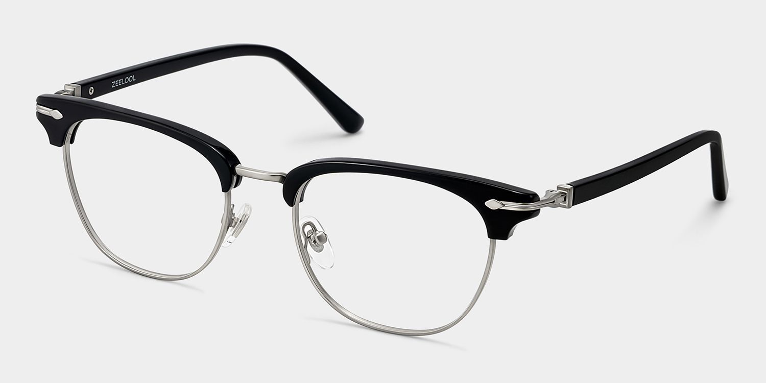 Capri Browline Black Frames Glasses for Men | ZEELOOL3