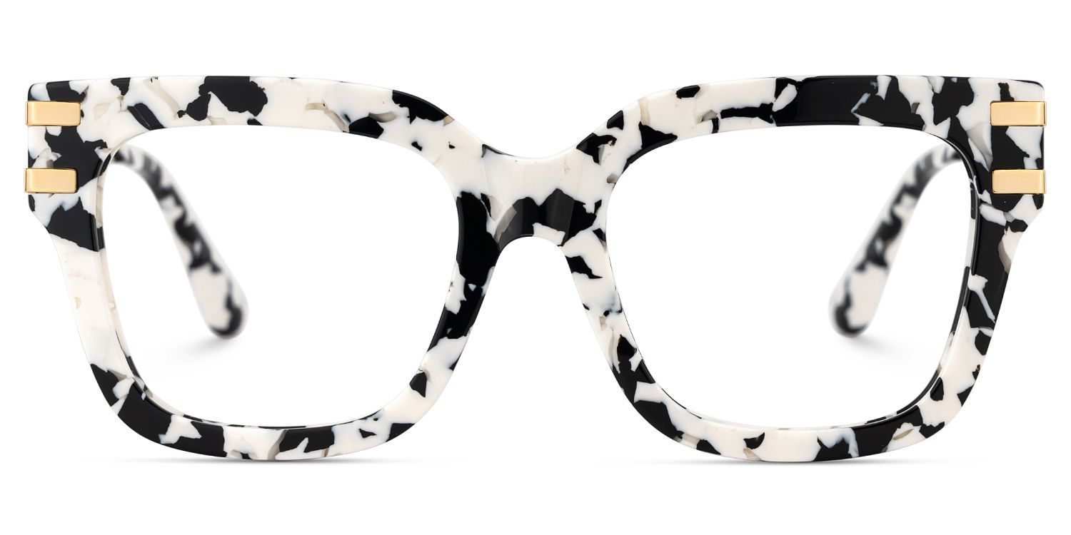 Square Cat-Eye Glasses With Cow Pattern0